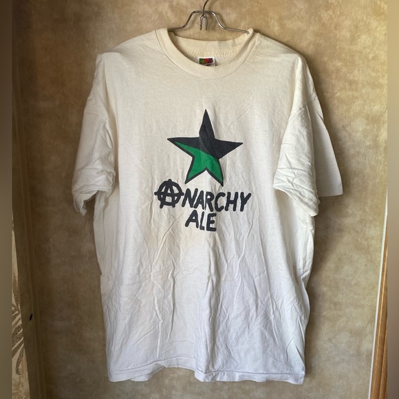 Anarchy Ale Brewing White Graphic T-Shirt Thrashed Vintage FruitLoom USA XL - Picture 1 of 8